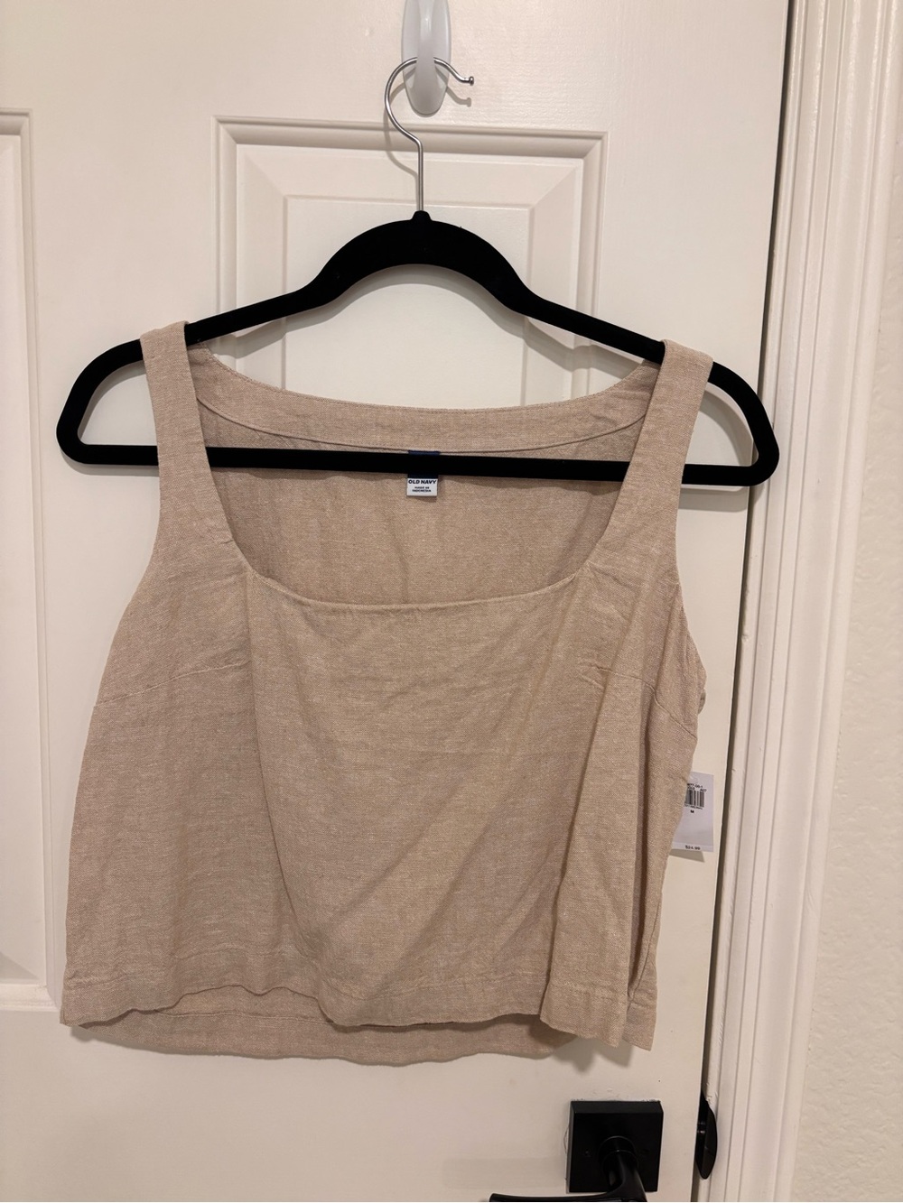 NWT Old Navy Women’s Sleeveless Square-Neck Linen Tank Top | Beige | Size M